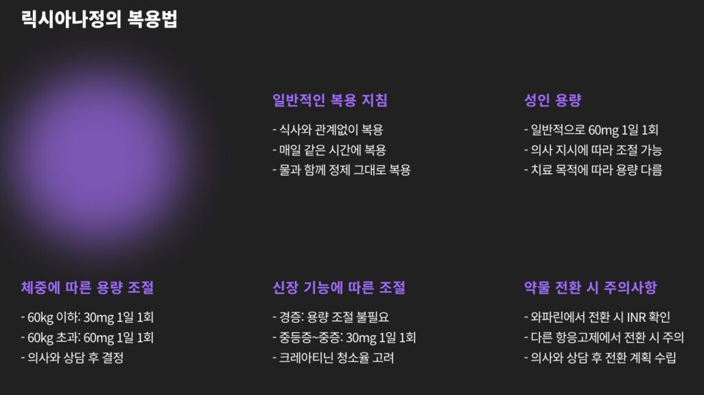 릭시아나정 복용법